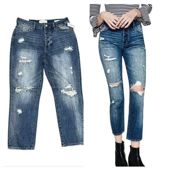 PACSUN Garfield High Rise Mom Jeans Women's Size 27 Distressed Button Fly - Picture 4 of 12